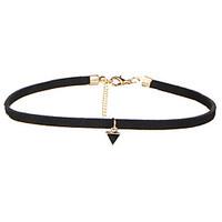 Women\'s Triangle Pendant Choker Necklaces Jewelry Geometric Velvet Alloy Basic Dangling Style Multi-ways Wear Black Jewelry ForWedding Halloween