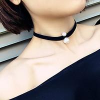 Women\'s Choker Necklaces Tattoo Choker Pearl Imitation Pearl Flannelette Tattoo Style Fashion Black Jewelry Party Daily Casual 1pc