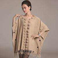 womens tassel plus size casual long cloak capes solid white beige gray ...