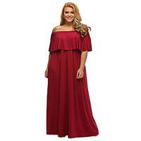 Women\'s Off The Shoulder Plus Size Ruffle Off Shoulder Dress