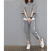 womens work simple spring fall winter summer t shirt pant suits solid  ...