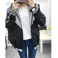 womens casualdaily simple spring jacket solid hooded long sleeve regul ...