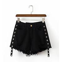 womens high waist inelastic shorts pants simple relaxed solid