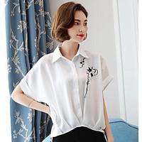 womens casualdaily simple summer shirt print shirt collar short sleeve ...