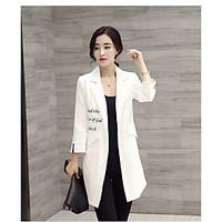 Women\'s Going out Casual/Daily Sexy Street chic Spring Blazer, Solid Peaked Lapel Long Sleeve Short Rayon