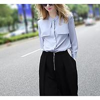 womens casualdaily simple shirt solid shirt collar long sleeve cotton