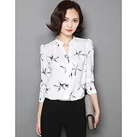 womens casualdaily sophisticated blouse print v neck long sleeve polye ...