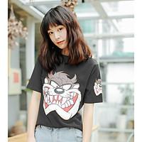 womens casualdaily simple t shirt animal print round neck length sleev ...