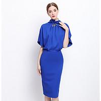 womens going out sexy sheath dress solid notch lapel knee length above ...