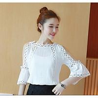 womens going out party vintage street chic blouse solid print round ne ...