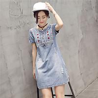 womens casualdaily simple shift dress print round neck above knee shor ...