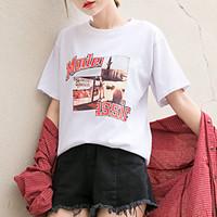 womens casualdaily simple t shirt print letter round neck short sleeve ...