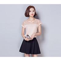 womens casualdaily simple blouse solid round neck short sleeve polyest ...