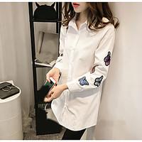 womens casualdaily simple shirt solid embroidered square neck long sle ...