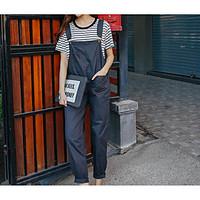 womens mid rise micro elastic overalls pants cute loose solid