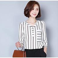 womens casualdaily simple blouse print v neck long sleeve polyester