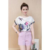womens daily casual simple cute summer t shirt pant suits floral print ...