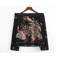 womens casual sexy t shirt floral round neck long sleeve others