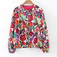 womens dailywear casual springfall jacket print round neck long sleeve ...