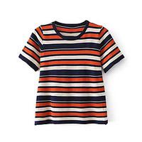 womens casual simple t shirt striped round neck length sleeve others