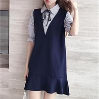 womens daily casual a line dress solid v neck maxi sleeveless cotton s ...