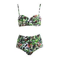 womens vintage high waist push uo halter swimwear bikini