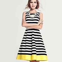 womens fine stripe vintage causal striped spliced stylish sleeveless k ...