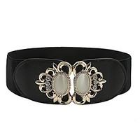 womens rhinestone wide belt casual solid