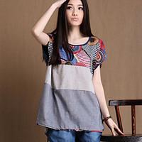 womens summer new national style casual short sleeve loose t shirt