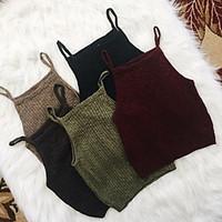 womens formal simple street chic spring fall tank top solid strap slee ...
