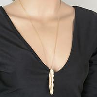 Women\'s Pendant Necklaces Alloy Feather Fashion Simple Style Silver Golden Jewelry Party Daily Casual 1pc