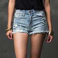 Women\'s Blue Denim Pant , Bodycon/Casual Hole