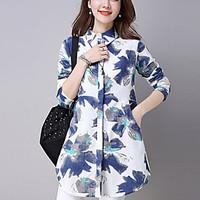 womens casualdaily street chic fall shirt print patchwork shirt collar ...