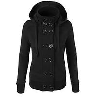 womens casualdaily simple hoodie jacket solid round neck micro elastic ...