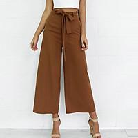 Women\'s Wide Leg Wide Leg Chinos Ninth PantsGoing out / Casual/Daily Simple / Street chic Sweet Banage Solid Mid Rise Elasticity Micro-elastic