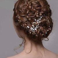 Women\'s Silver Pearl Rhinestone Hairpins Hair Jewelry for Wedding Party