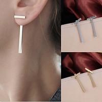 Women Fashion Gold Plated Earrings Simple T Bar Alloy Earring Women Girl Ear Stud Earrings 1 pair