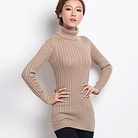 womens casualdaily simple long pullover solid blue red black brown gra ...