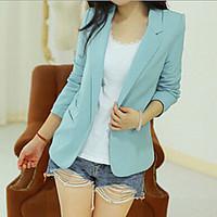 womens all match solid slim blazer casual work peaked lapel long sleev ...