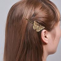Women Fashion Plated Rose Gold Alloy Clip Natural Style Girls Hair Clip Hollow Butterfly Side Clip Hair Accessories 1 Piece