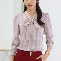 womens plus size going out simple spring summer shirt plaid stand long ...