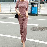 womens going out sexy sheath dress striped crew neck maxi long sleeve  ...