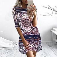 womens boho going out holiday vintage street chic a line dressprint fa ...