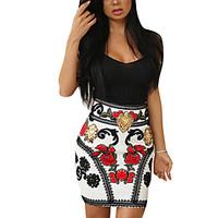 Women\'s Casual/Daily Club Sexy Vintage Bodycon Embroidery DressFloral Backless Strap Above Knee Sleeveless Black Summer Fall High Rise