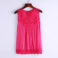 womens european lace stitching vest