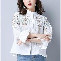 womens embroidery casualdaily sexy spring fall t shirt solid round nec ...