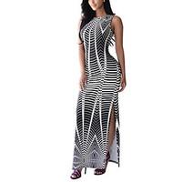 womens fine stripe casualdaily vintage bodycon dress print round neck  ...