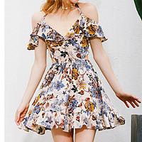 womens casualdaily sexy cute swing dress print v neck above knee lengt ...