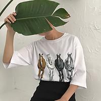 womens casualdaily simple spring summer t shirt print round neck short ...