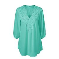 womens plus size street chic spring summer blouse solid v neck length  ...